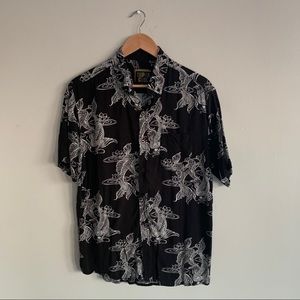 Short Sleeve Button Down Shirt with coy fish print